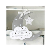 Boutique Hanging Wooden "I Love You To The Moon and Back" Sign